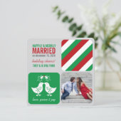 Mistletoes Kissing Chicks Mr. and Mrs. Photo Weddi Feestdagenkaart (Staand voorkant)