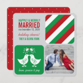 Mistletoes Kissing Chicks Mr. and Mrs. Photo Weddi Feestdagenkaart (Voorkant / Achterkant)