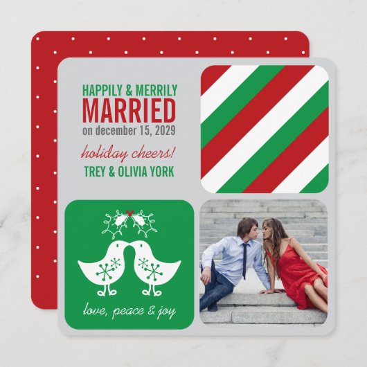 Mistletoes Kissing Chicks Mr. and Mrs. Photo Weddi Feestdagenkaart (Voorkant / Achterkant)