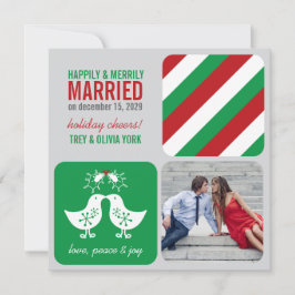 Mistletoes Kissing Chicks Mr. and Mrs. Photo Weddi Feestdagenkaart