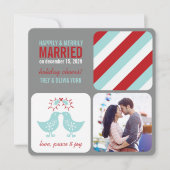 Mistletoes Kissing Chicks Mr. and Mrs. Photo Weddi Feestdagenkaart (Voorkant)