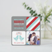 Mistletoes Kissing Chicks Mr. and Mrs. Photo Weddi Feestdagenkaart (Staand voorkant)