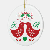 Mistletoes Kissing Chicks Mr. and Mrs. Photo Weddi Keramisch Ornament (Links)