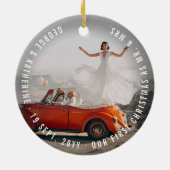 Mistletoes Kissing Chicks Mr. and Mrs. Photo Weddi Keramisch Ornament (Achterkant)