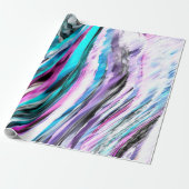 Misto de gradiente e chuviscado, ciano e roze cadeaupapier (Uitgerold)