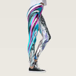 Misto de gradiente e chuviscado, ciano e roze leggings