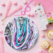 Misto de gradiente e chuviscado, ciano e roze papieren bordje (Feest)