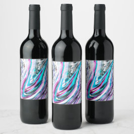 Misto de gradiente e chuviscado, ciano e roze wijn etiket