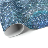 mistroostig blauw glitter peace ock veren cadeaupapier (Rol Hoek)