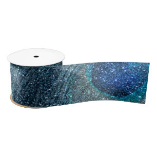 mistroostig blauw glitter peace ock veren satijnen lint