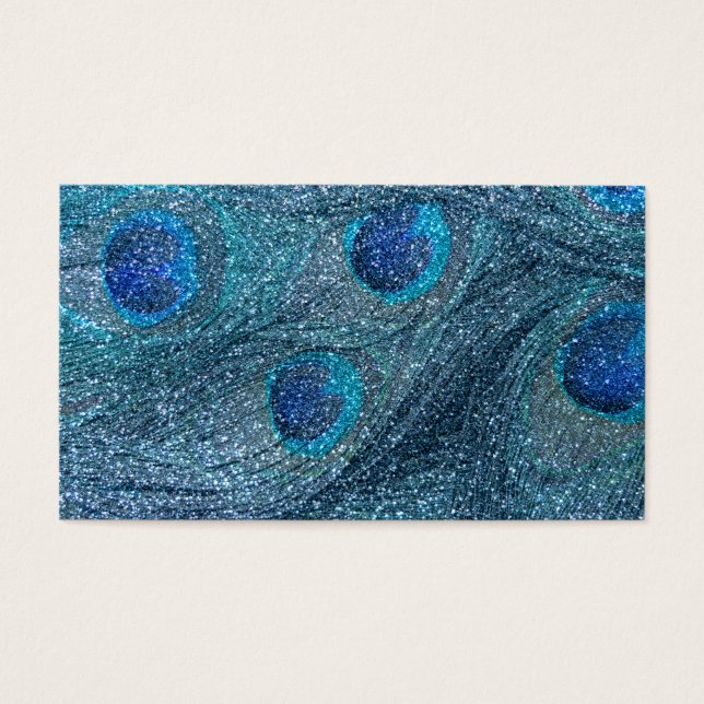 mistroostig blauw glitter peace ock veren visitekaartjes (Voorkant)