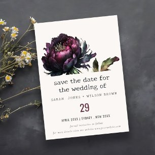 Mistroostige Gotische Donkerpaarse Zwarte Pioen Hu Save The Date