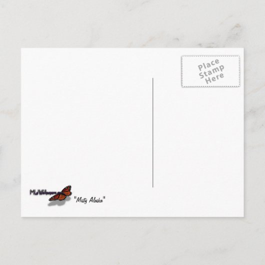 Misty Alaskan Zee in de schaduw van Blue Briefkaart (Achterkant)