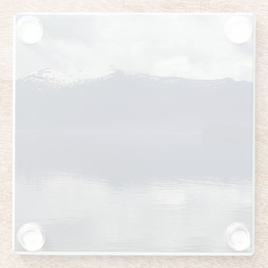 Misty Alaskan Zee in de schaduw van Blue Glazen Onderzetter (Achterkant)