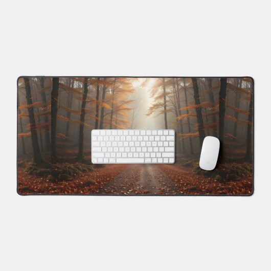 Misty Autumn Forest Path Bureaumat (Keyboard & Muis)