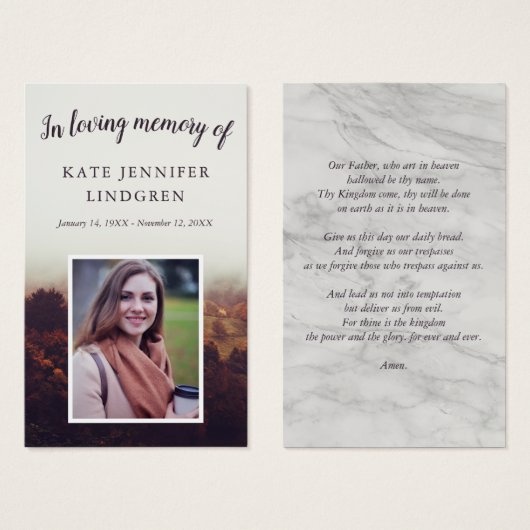 Misty Autumn Photo Prayer Kaart (Voorkant /achterkant)