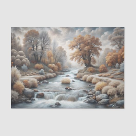 Misty Autumn River Glow Decoupage Tissuepapier (Voorkant)