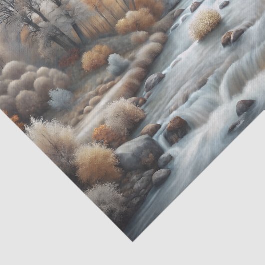 Misty Autumn River Glow Decoupage Tissuepapier (Detail)