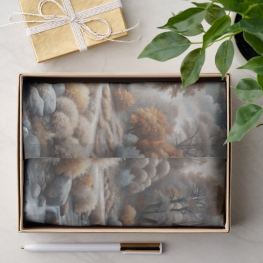 Misty Autumn River Glow Decoupage Tissuepapier (Geschenk)
