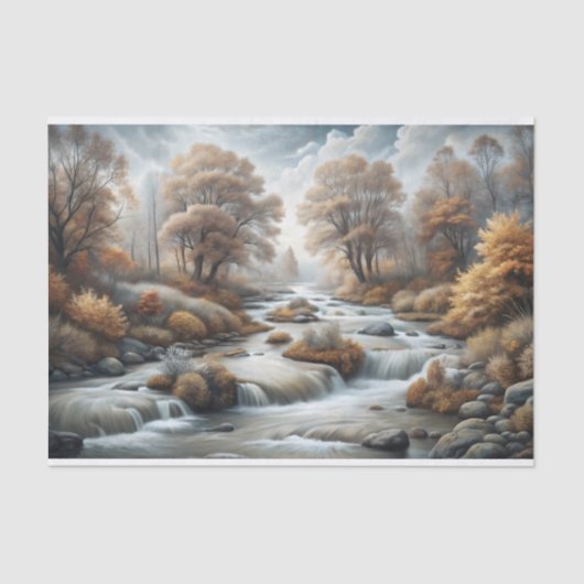 Misty Autumn River Rapids stijl decoupage Tissuepapier (Voorkant)