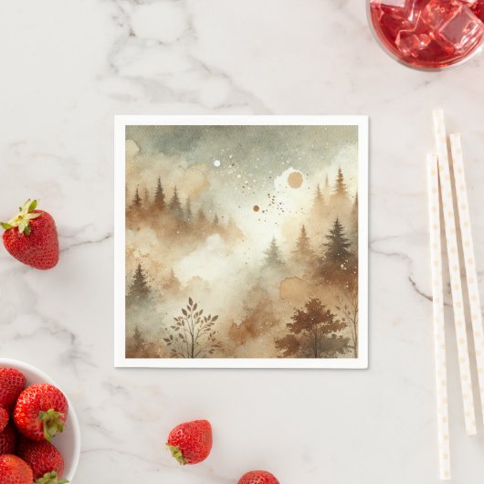 Misty Autumnal Waterverf Forest Découpage Napkins Servet (Insitu)