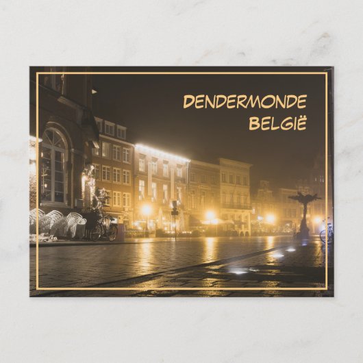 Misty avond in Dendermonde, België Briefkaart (Voorkant)
