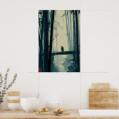 Misty Bamboe Bos Kunstprint - Stille Brug Scene Poster (Keuken)