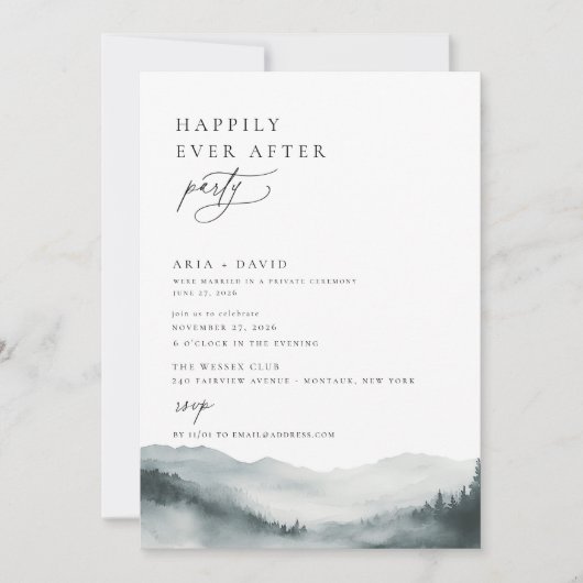 Misty Bergbos Happily Ever After Feest Kaart (Voorkant)