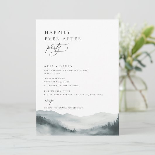 Misty Bergbos Happily Ever After Feest Kaart (Staand voorkant)