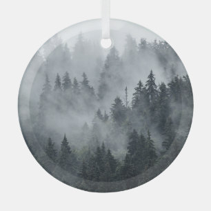 Misty berglandschap  stijl glas ornament