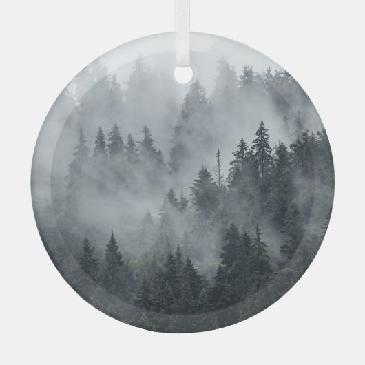 Misty berglandschap stijl glas ornament (Voorkant)