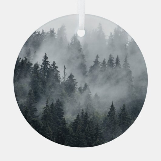 Misty berglandschap  stijl glas ornament (Achterkant)