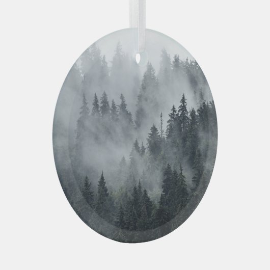 Misty berglandschap  stijl glas ornament (Voorkant Rechts)
