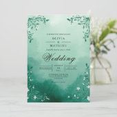 Misty Blauwgroen Foliage Arch Wedding Kaart (Staand voorkant)