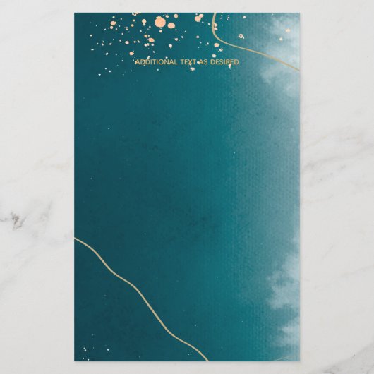 Misty Blauwgroen Gold Wedding Invitation BUDGET A9 (Achterkant)