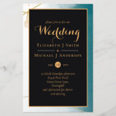 Misty Blauwgroen Gold Wedding Invitation BUDGET A9 (Voorkant)