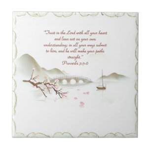 Misty Blossom Crossing Bible Verse Keramische Tege Tegeltje