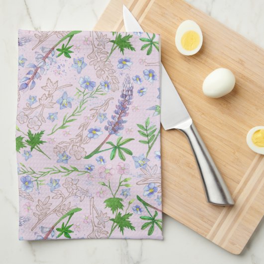 Misty Blue Bleek Pink Kitchen Towel Theedoek (Quarter Fold)