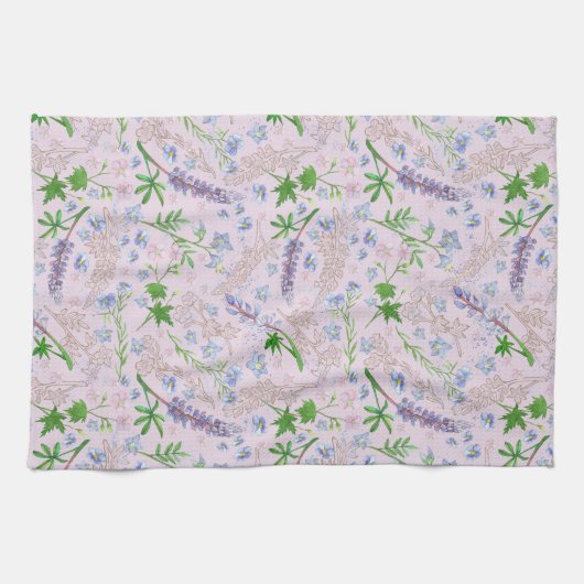 Misty Blue Bleek Pink Kitchen Towel Theedoek (Horizontaal)