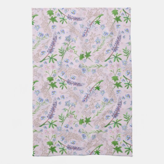 Misty Blue Bleek Pink Kitchen Towel Theedoek (Verticaal)