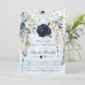 Misty Blue Boho Dream Catcher Baby shower Kaart (Staand voorkant)