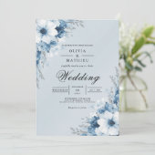 Misty Blue Floral Archway Wedding Kaart (Staand voorkant)