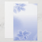 Misty Blue Floral Briefpapier (Voorkant / Achterkant)