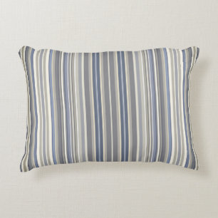 Misty Blue Grey Stripes Accent Kussen