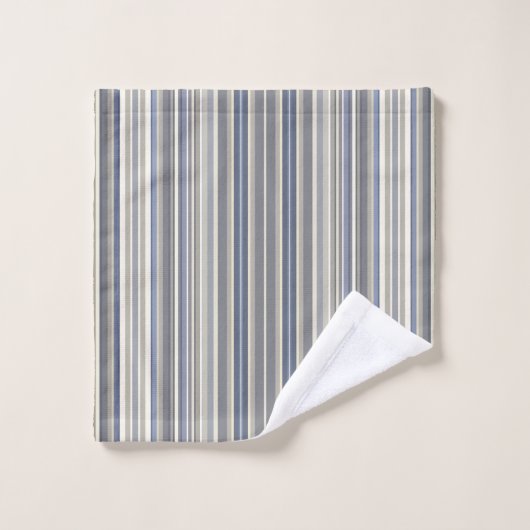 Misty Blue Grey Stripes Bad Handdoek (Wasdoekje)