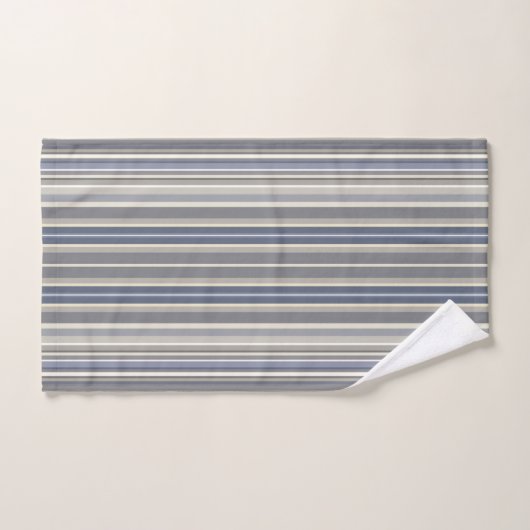 Misty Blue Grey Stripes Bad Handdoek (Handdoek)