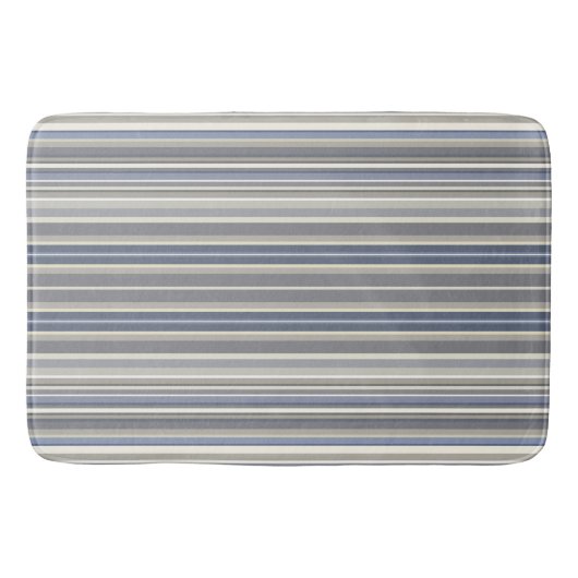 Misty Blue Grey Stripes Badmat (Voorkant)