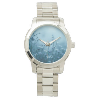 Misty Blue Little Flowers Pols Horloge