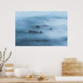 Misty blue long exposure of rocks in zee poster (Keuken)