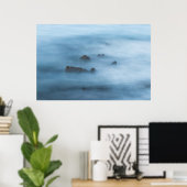 Misty blue long exposure of rocks in zee poster (Thuiskantoor)